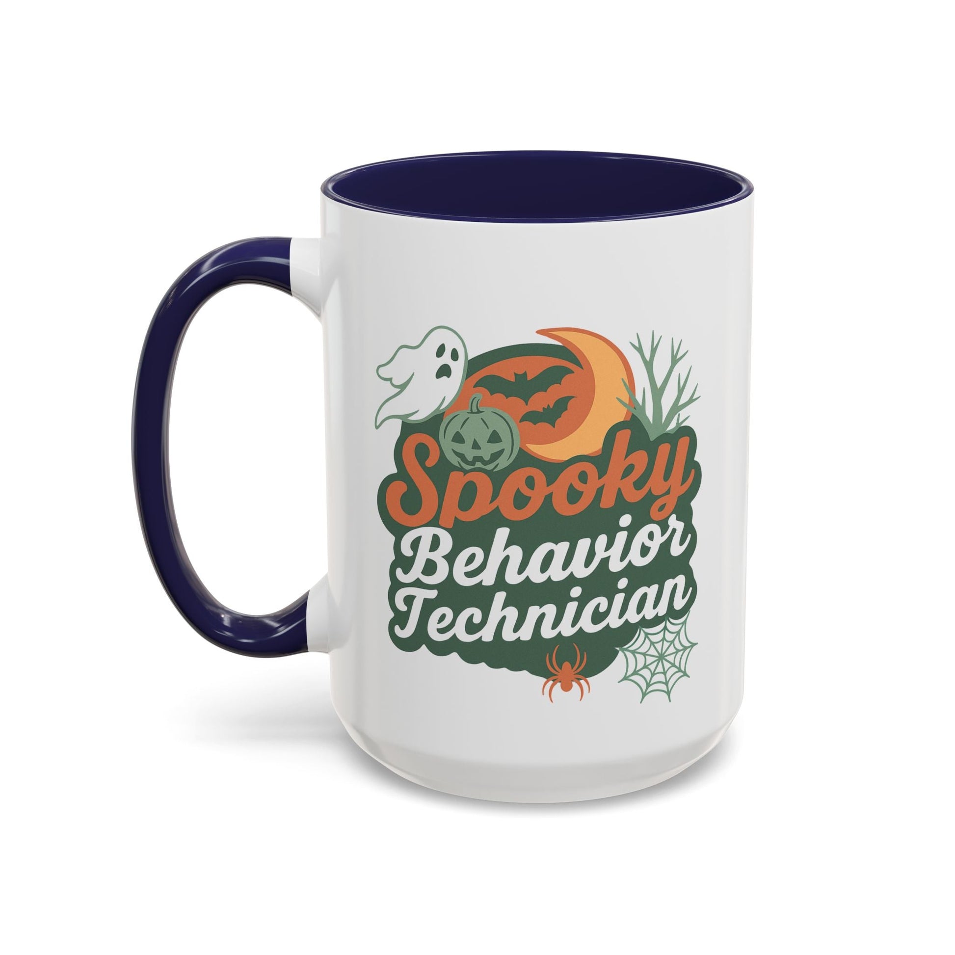 Personalized Spooky Behavior Technician Accent Mug – Custom Name Coffee Cup, 11oz & 15oz, 4 Colors Printify