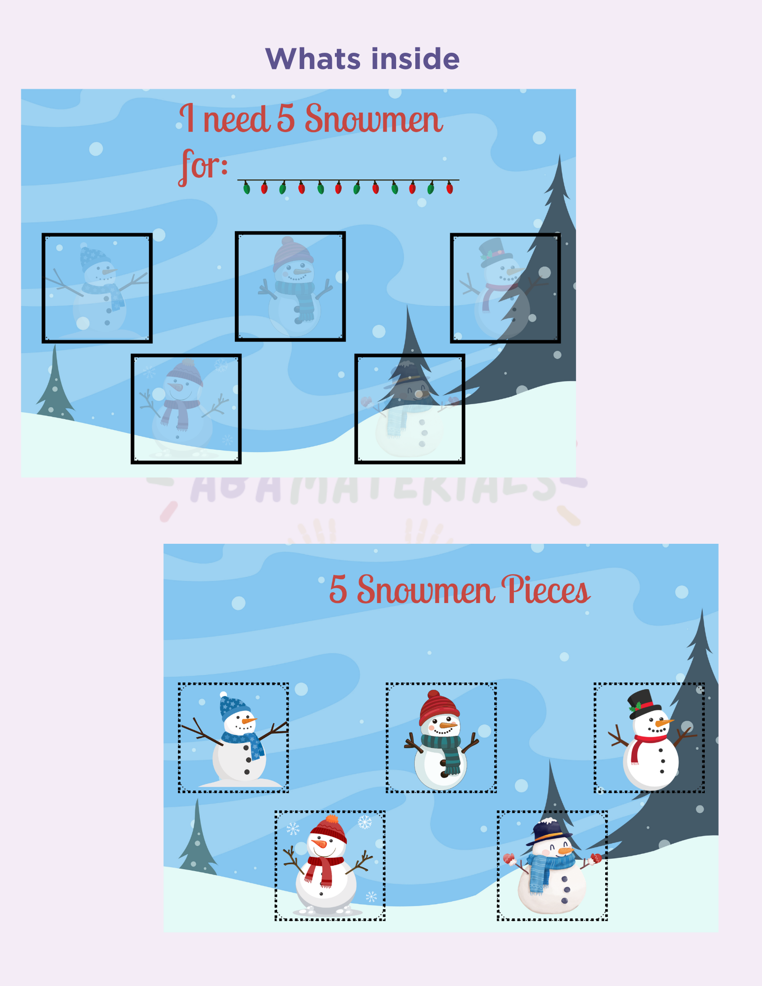 Snowman Themed Printable Token Board-5 Piece Token Economy Reward System Affordable ABA Materials