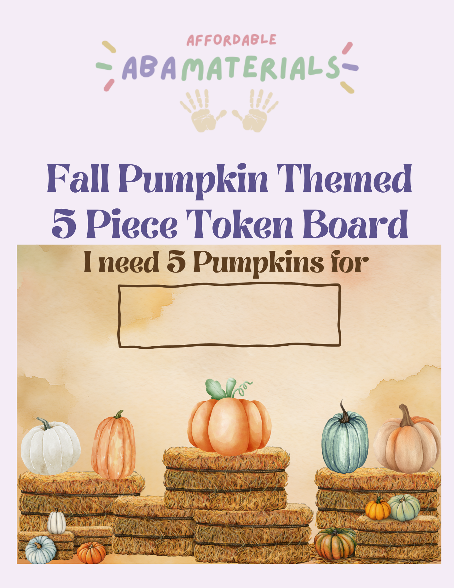 Fall Pumpkin Themed Token Board-Printable 5 Piece Token Economy Reward System Affordable ABA Materials