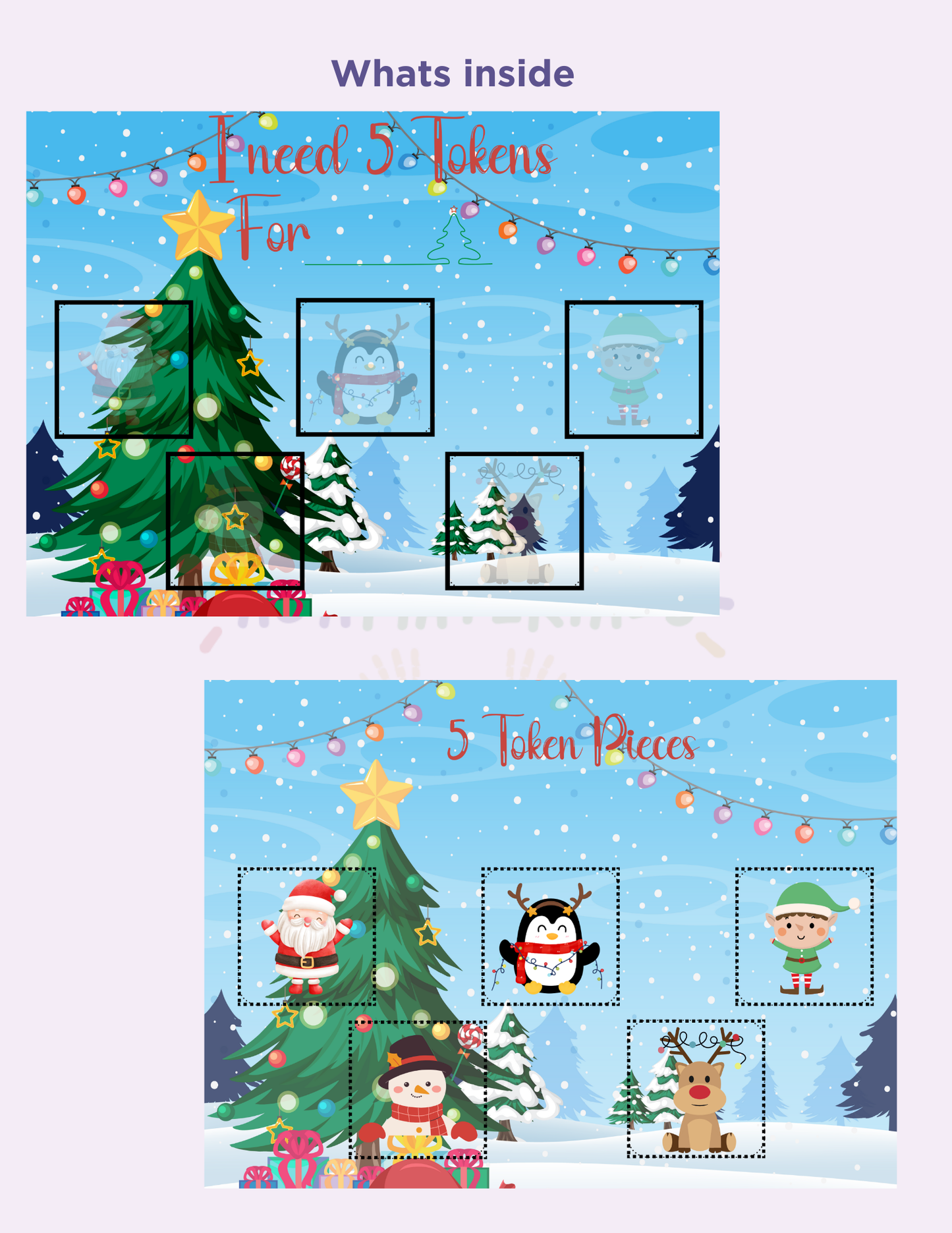 Christmas Token Board-Printable 5 Piece Token Economy Reward System Affordable ABA Materials