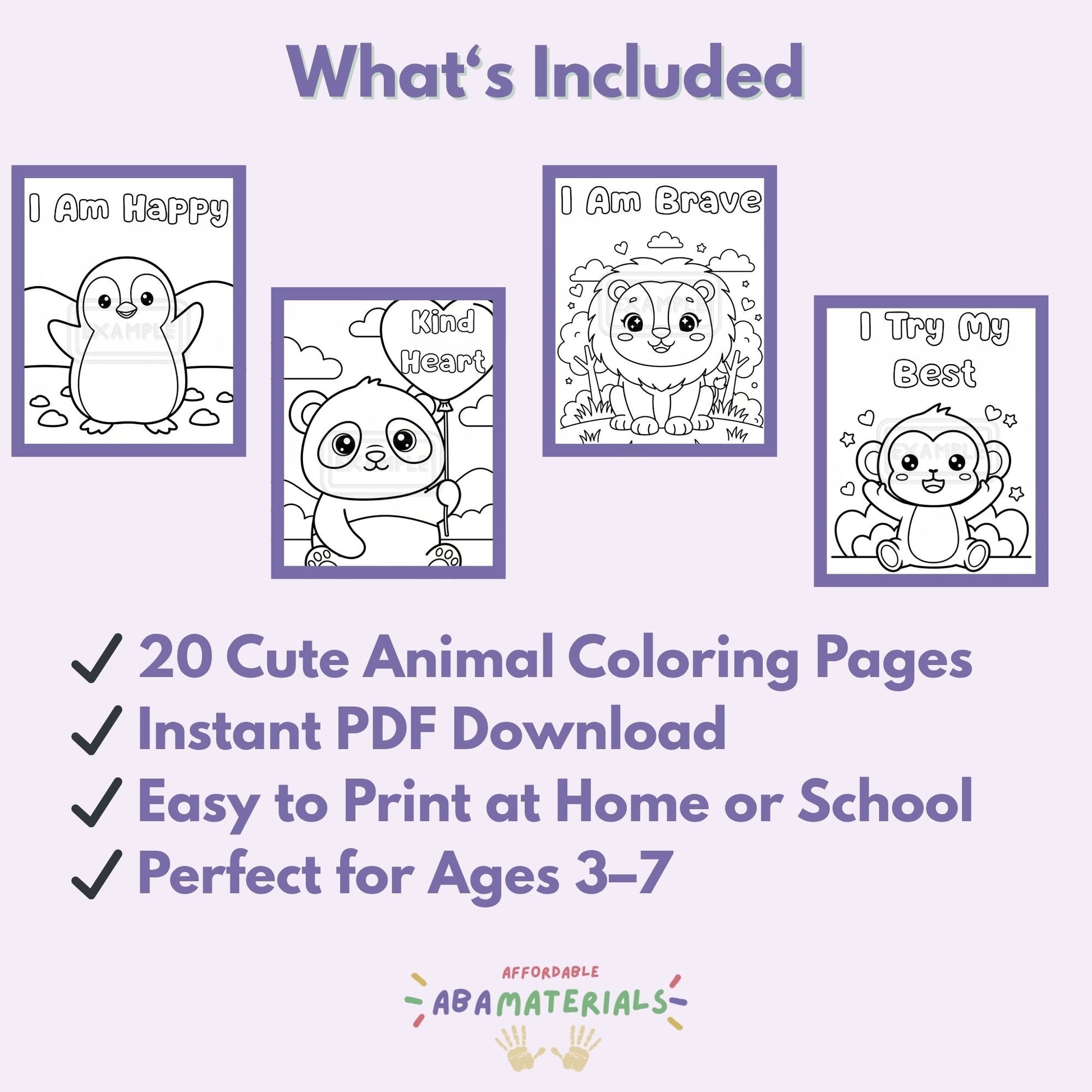 Little Affirmations Coloring Book – Printable Positive Coloring Pages for Kids (20 Sheets) Affordable ABA Materials