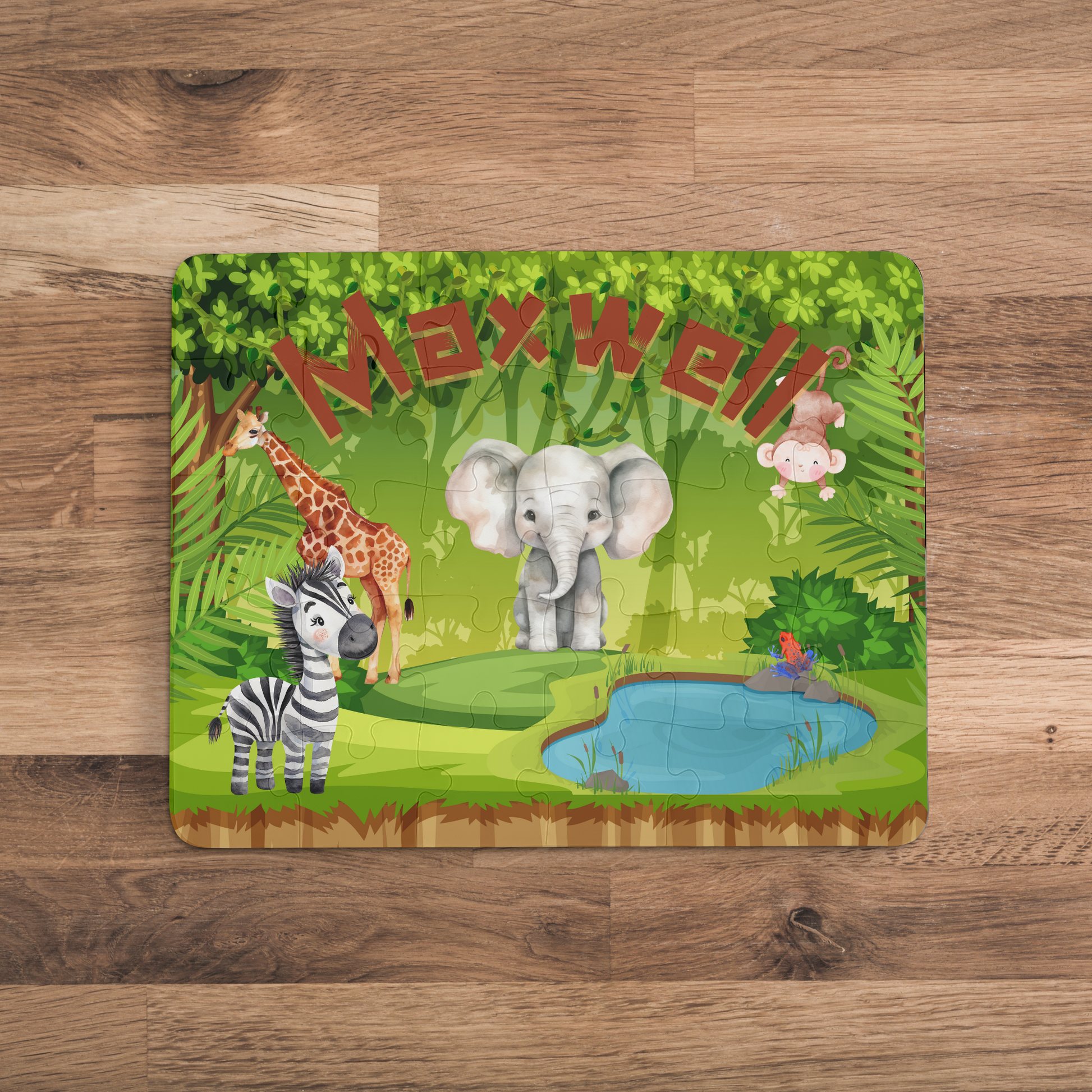 Personalized Jungle-Themed 30-Piece Puzzle for Kids Printify