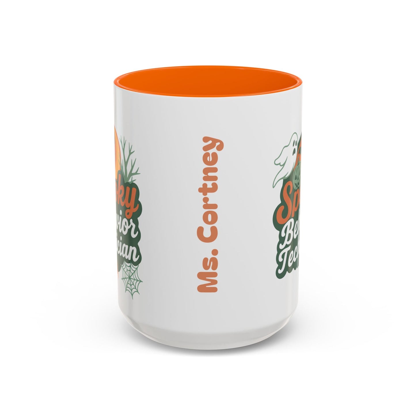 Personalized Spooky Behavior Technician Accent Mug – Custom Name Coffee Cup, 11oz & 15oz, 4 Colors Printify