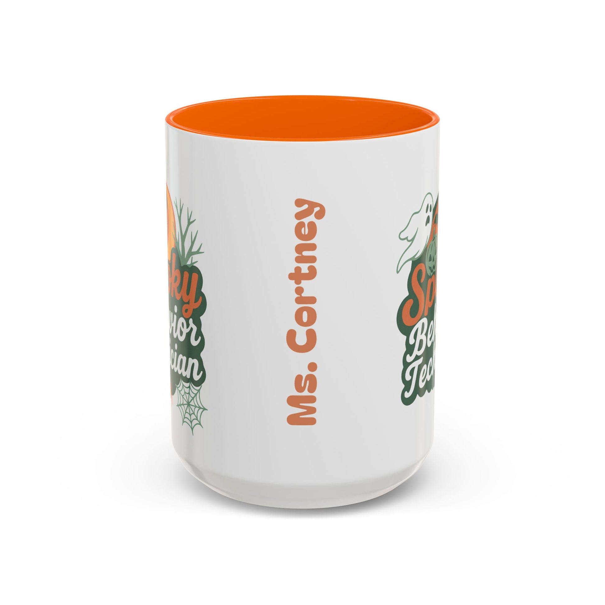Personalized Spooky Behavior Technician Accent Mug – Custom Name Coffee Cup, 11oz & 15oz, 4 Colors Printify