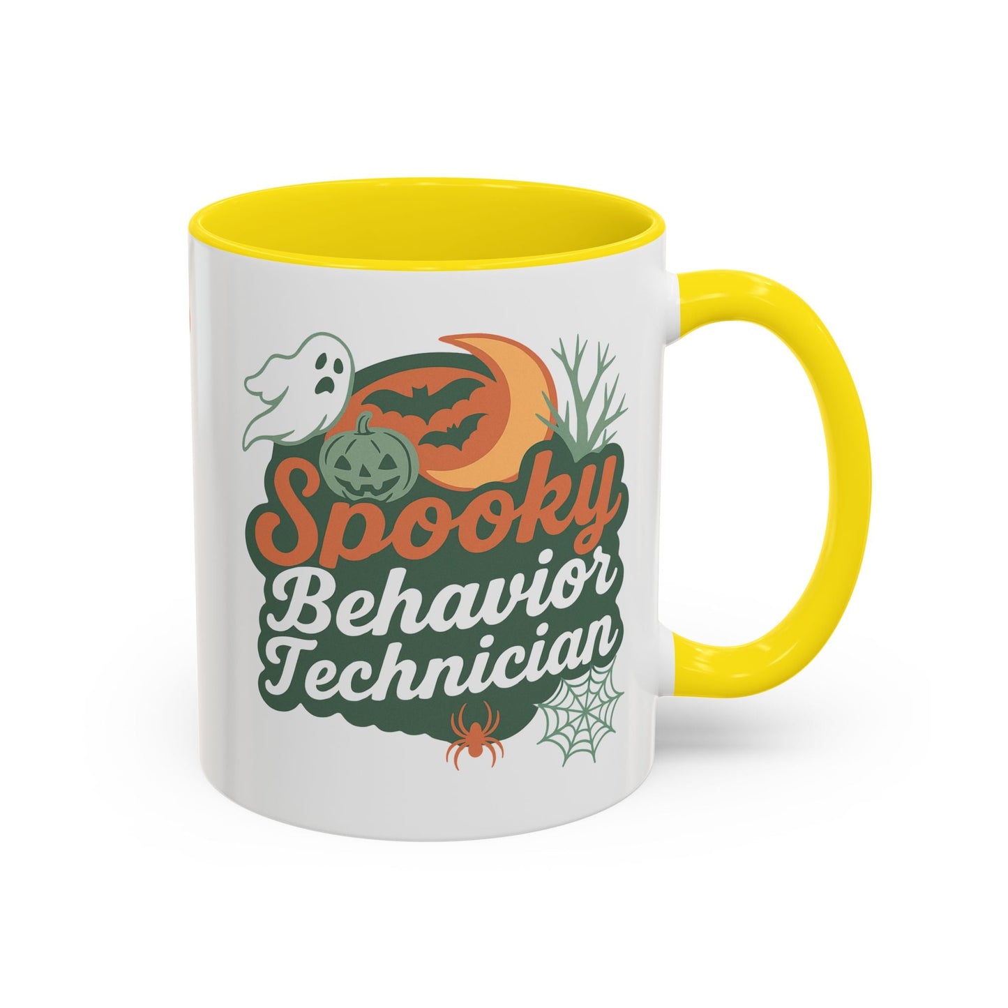 Personalized Spooky Behavior Technician Accent Mug – Custom Name Coffee Cup, 11oz & 15oz, 4 Colors Printify