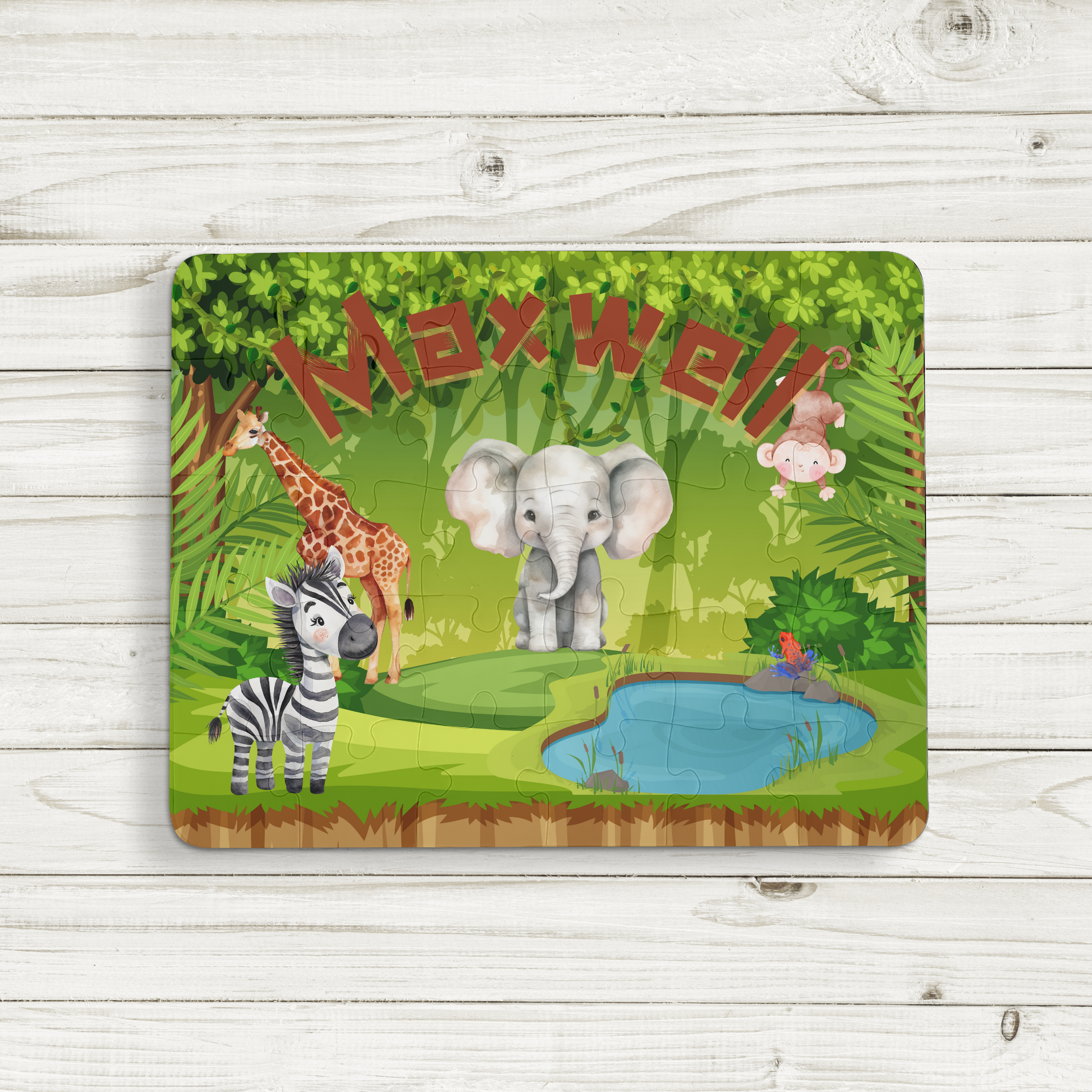 Personalized Jungle-Themed 30-Piece Puzzle for Kids Printify