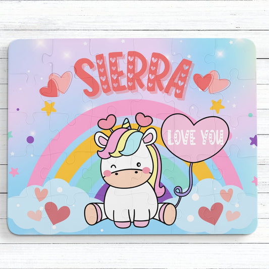 Custom Unicorn Jigsaw Puzzle for Kids | 30 Pieces | Personalized Gift Affordable ABA Materials