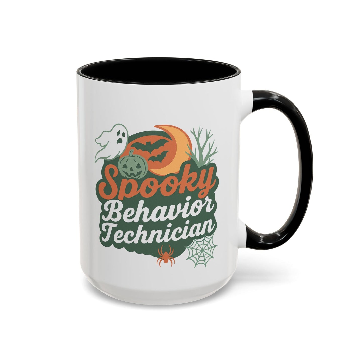 Personalized Spooky Behavior Technician Accent Mug – Custom Name Coffee Cup, 11oz & 15oz, 4 Colors Printify