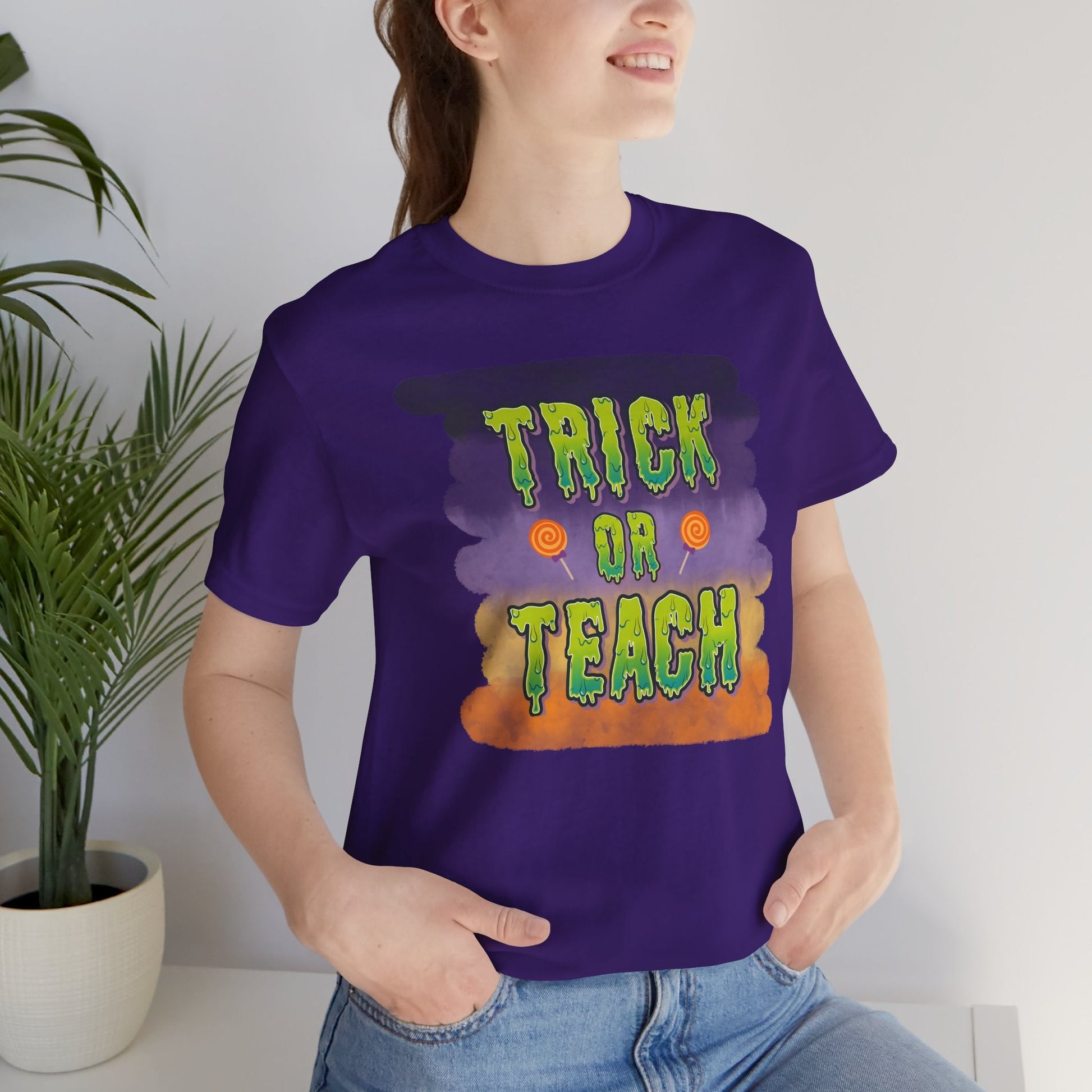 Fun Teacher Halloween Shirt- Unisex Design for Educators Trick or Teach Printify