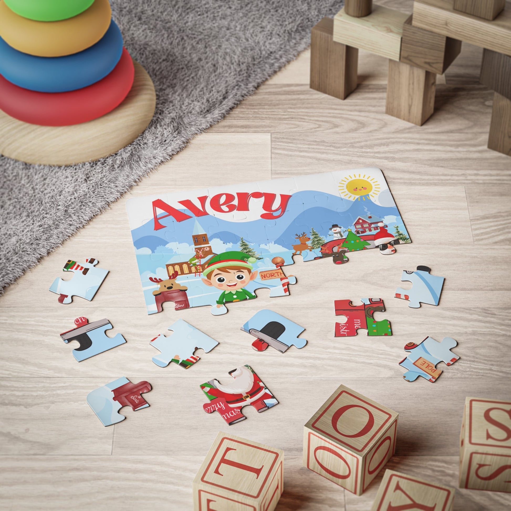 Personalized North Pole Christmas Puzzle – 30 Piece Kids Holiday Gift Printify