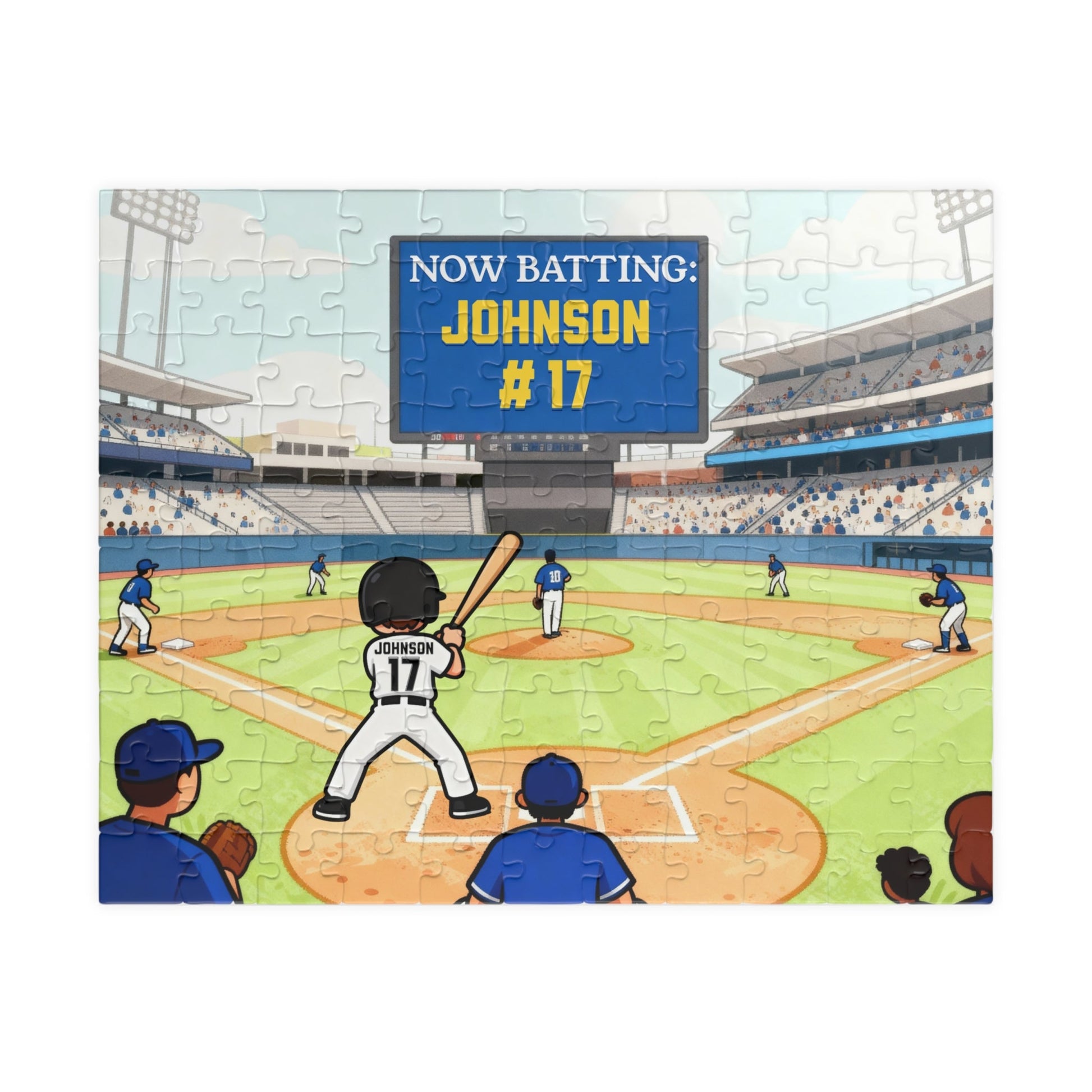 Personalized Baseball Stadium Puzzle – Pick Your Player Name & Number (110 Pieces) Printify