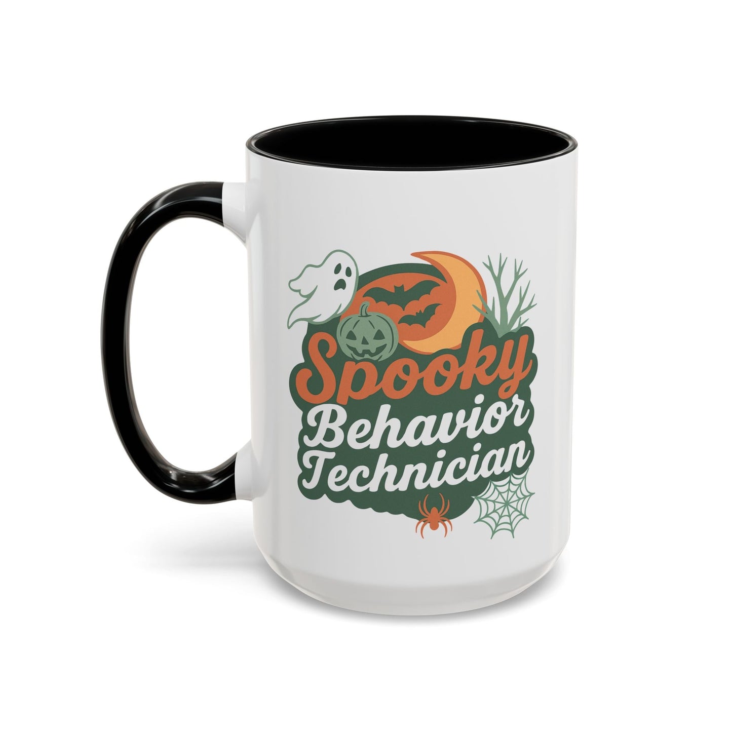 Personalized Spooky Behavior Technician Accent Mug – Custom Name Coffee Cup, 11oz & 15oz, 4 Colors Printify