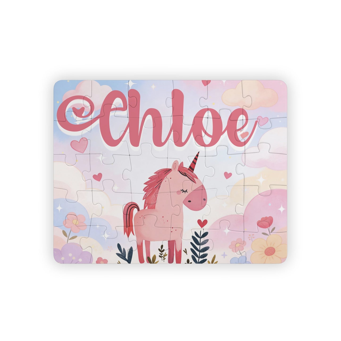 Custom Unicorn Name Puzzle – 30-Piece Personalized Puzzle for Kids Printify