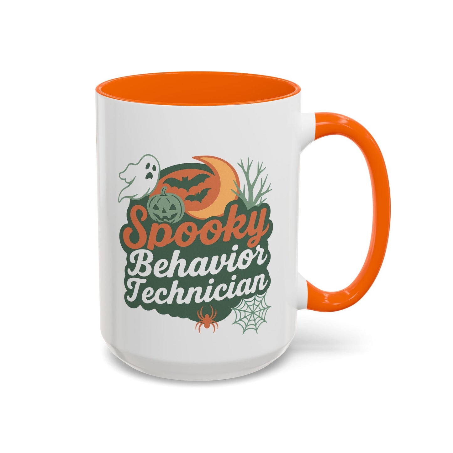 Personalized Spooky Behavior Technician Accent Mug – Custom Name Coffee Cup, 11oz & 15oz, 4 Colors Printify