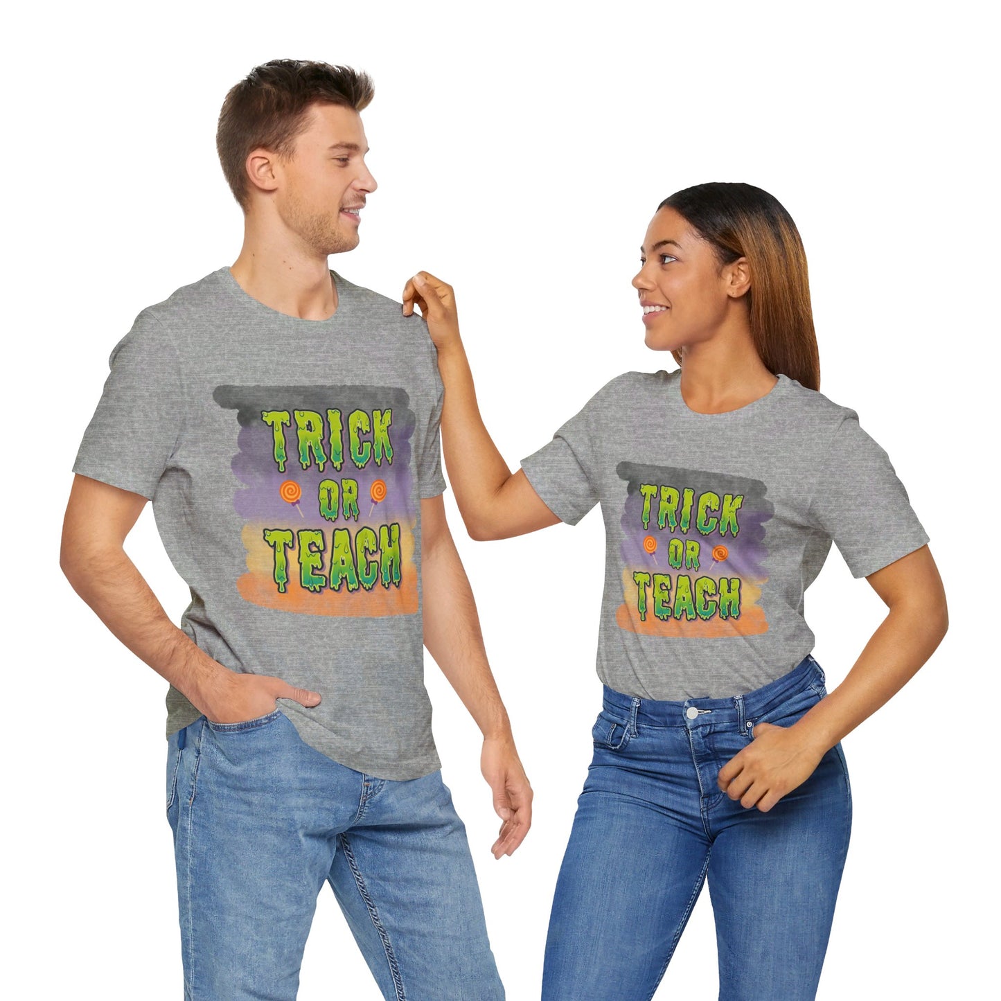 Fun Teacher Halloween Shirt- Unisex Design for Educators Trick or Teach Printify