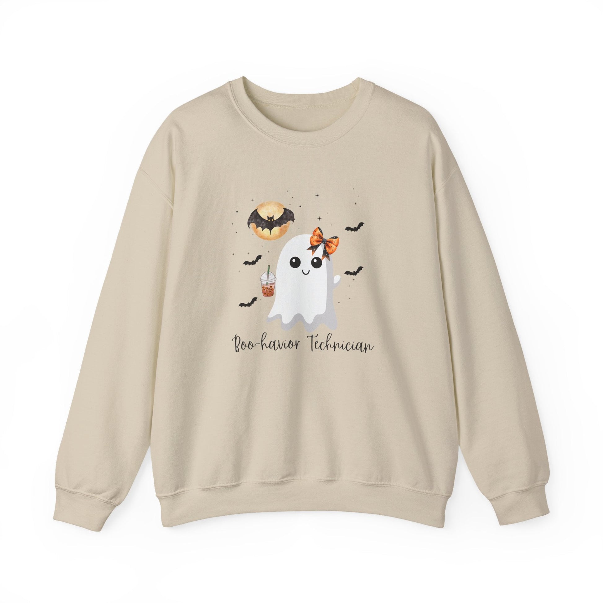 Halloween Behavior Technician Sweater-Cute Ghost Design "Boo-havior Technician" Sweatshirt Printify