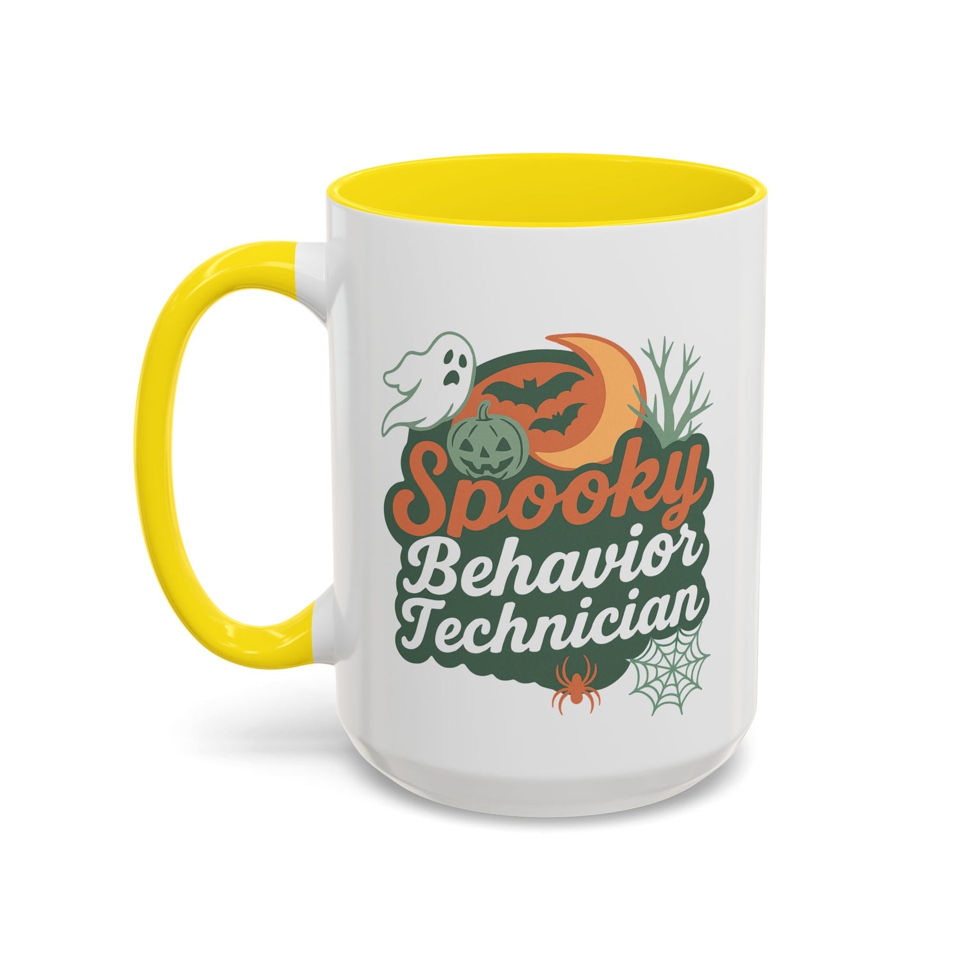 Personalized Spooky Behavior Technician Accent Mug – Custom Name Coffee Cup, 11oz & 15oz, 4 Colors Printify