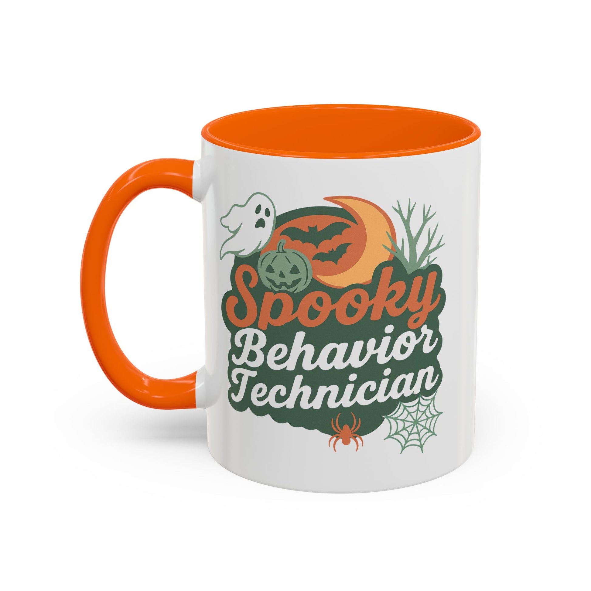 Personalized Spooky Behavior Technician Accent Mug – Custom Name Coffee Cup, 11oz & 15oz, 4 Colors Printify