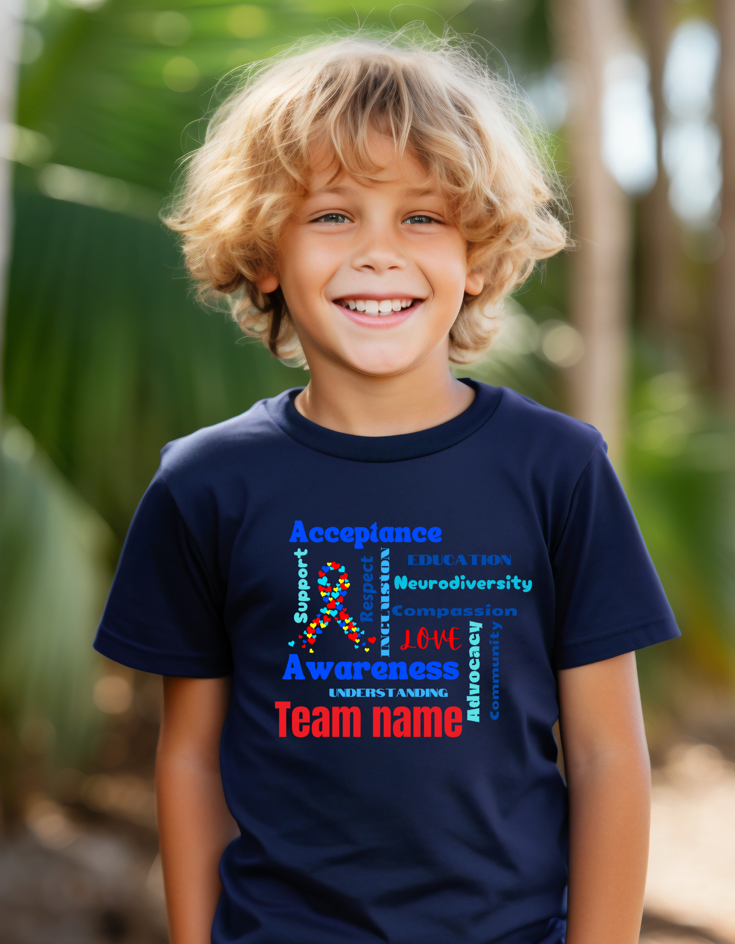 Customized Team Shirt for Autism Walk with Word Art Design for Support & Awareness Youth Unisex T-Shirt