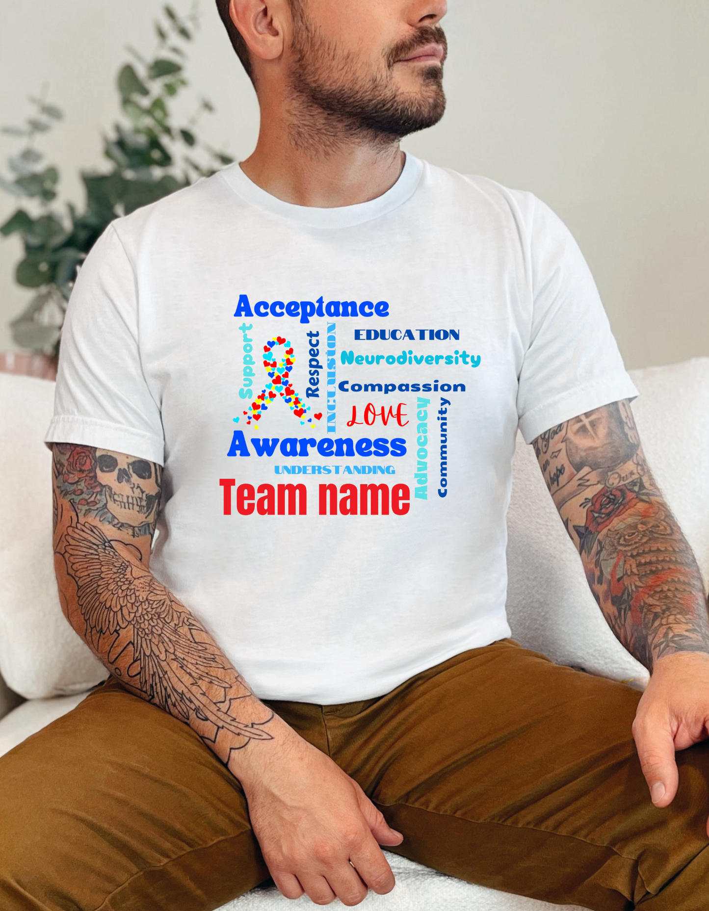 Customized Team Shirt for Autism Walk with Word Art Design for Support & Awareness Adult Unisex T-Shirt