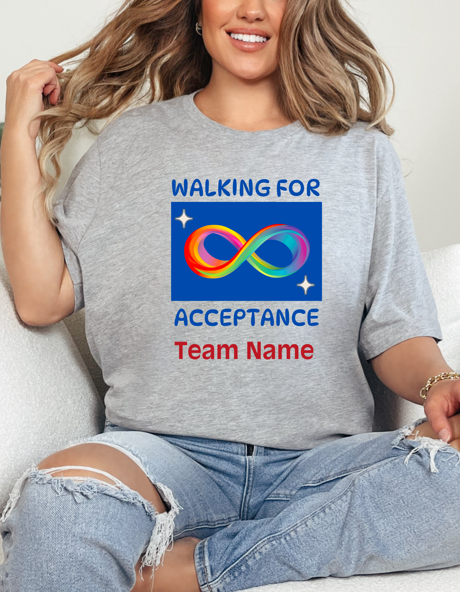 Custom Autism Walk Team Shirt "Walking for Acceptance" Adult Unisex t-shirt