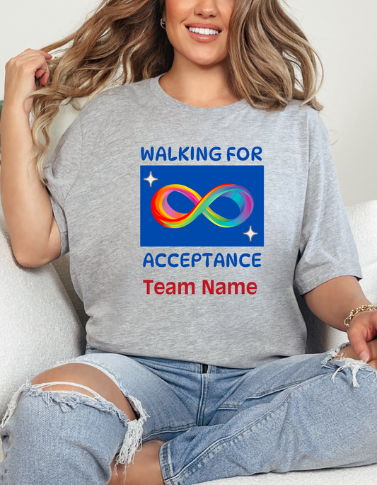 Custom Autism Walk Team Shirt "Walking for Acceptance" Adult Unisex t-shirt