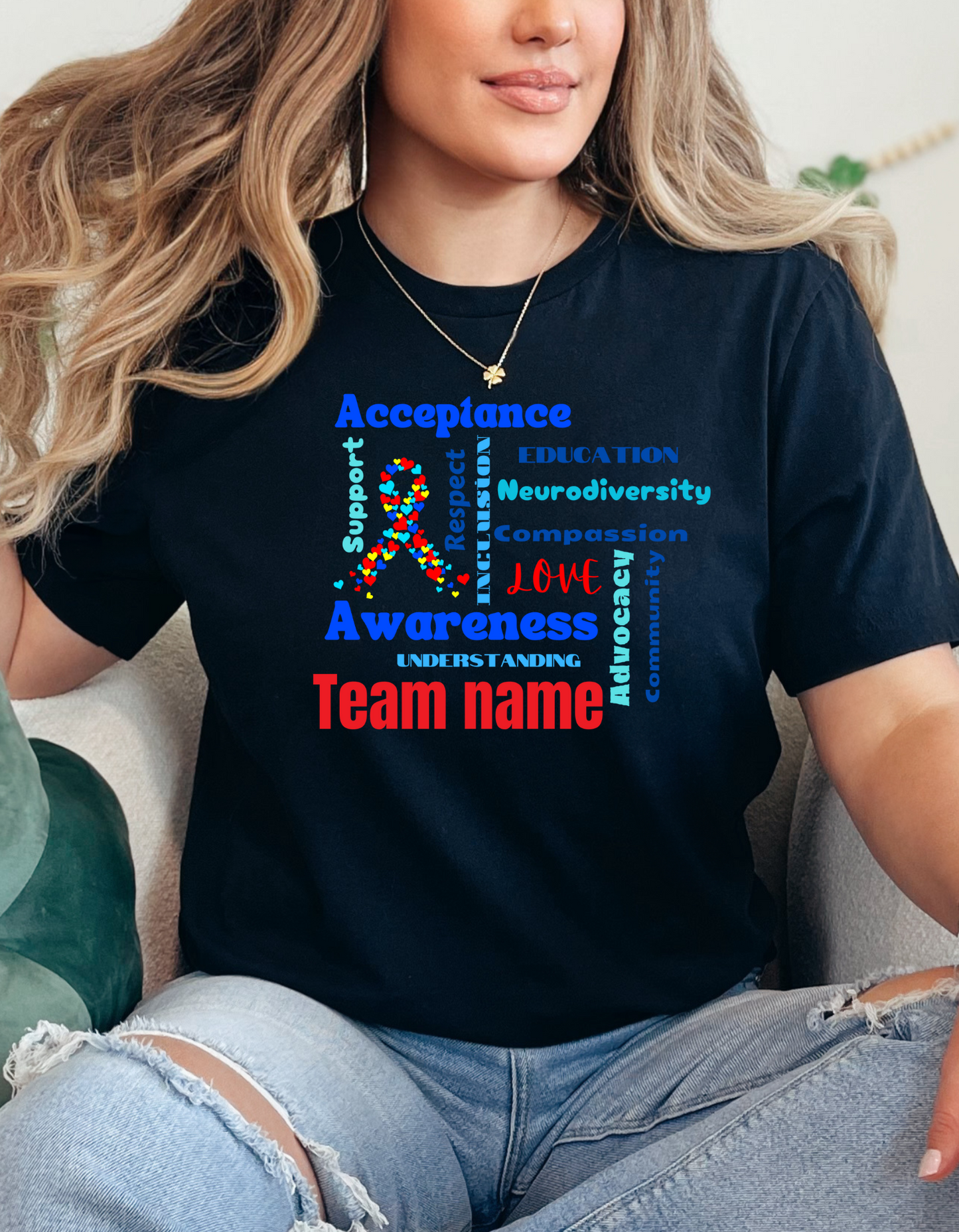 Customized Team Shirt for Autism Walk with Word Art Design for Support & Awareness Adult Unisex T-Shirt