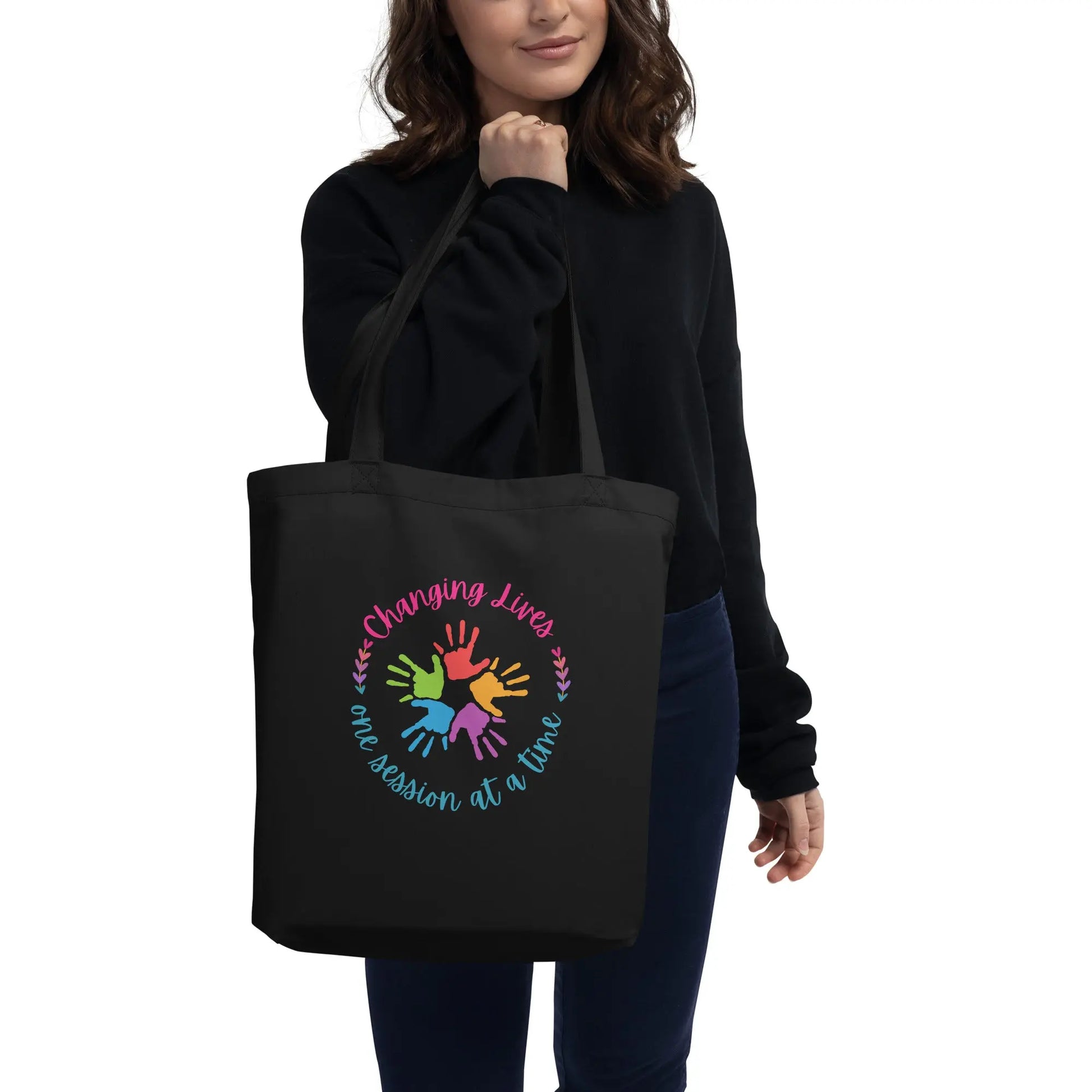 Changing Lives One Session at a Time Tote Bag ABA Therapy Tote, Perfect Gift for Therapist, Inspirational quote Bag Affordable ABA Materials