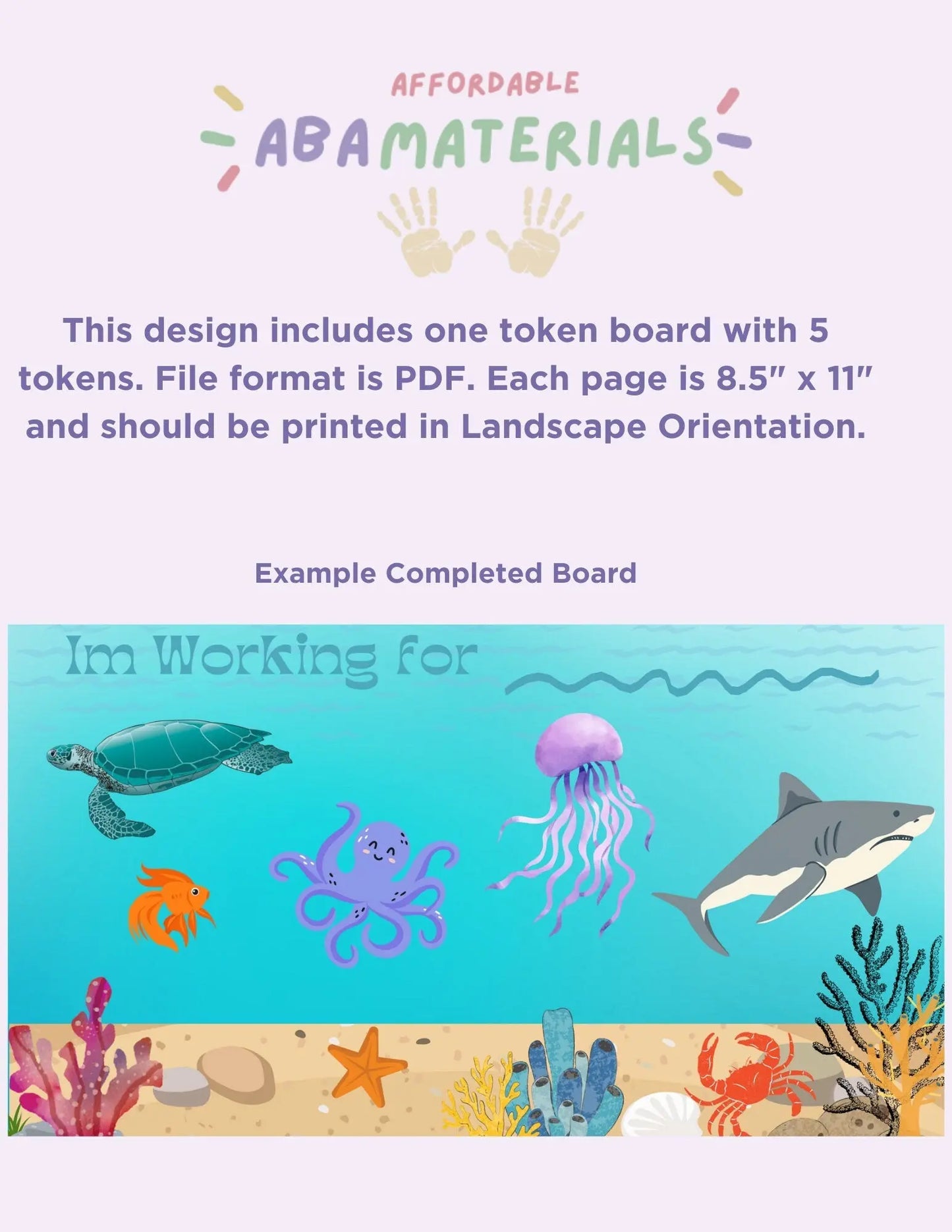 Ocean Themed Token Board, Token Economy Token System Reward Board Reward Chart Printable Reward Board Printable PDF I'm Working for Board My Store