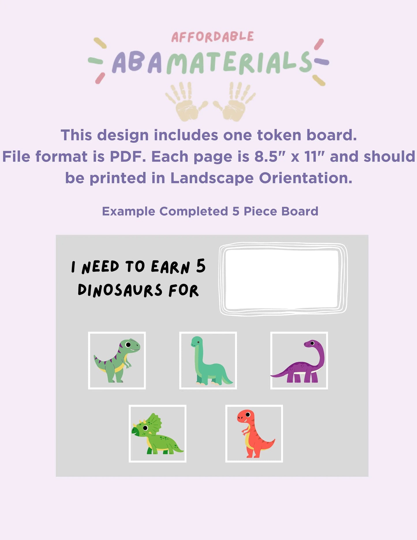 Dinosaur Themed Token Board, Token Economy Token System Reward Board Reward Chart Printable Reward Board Printable PDF I'm Working for Board My Store