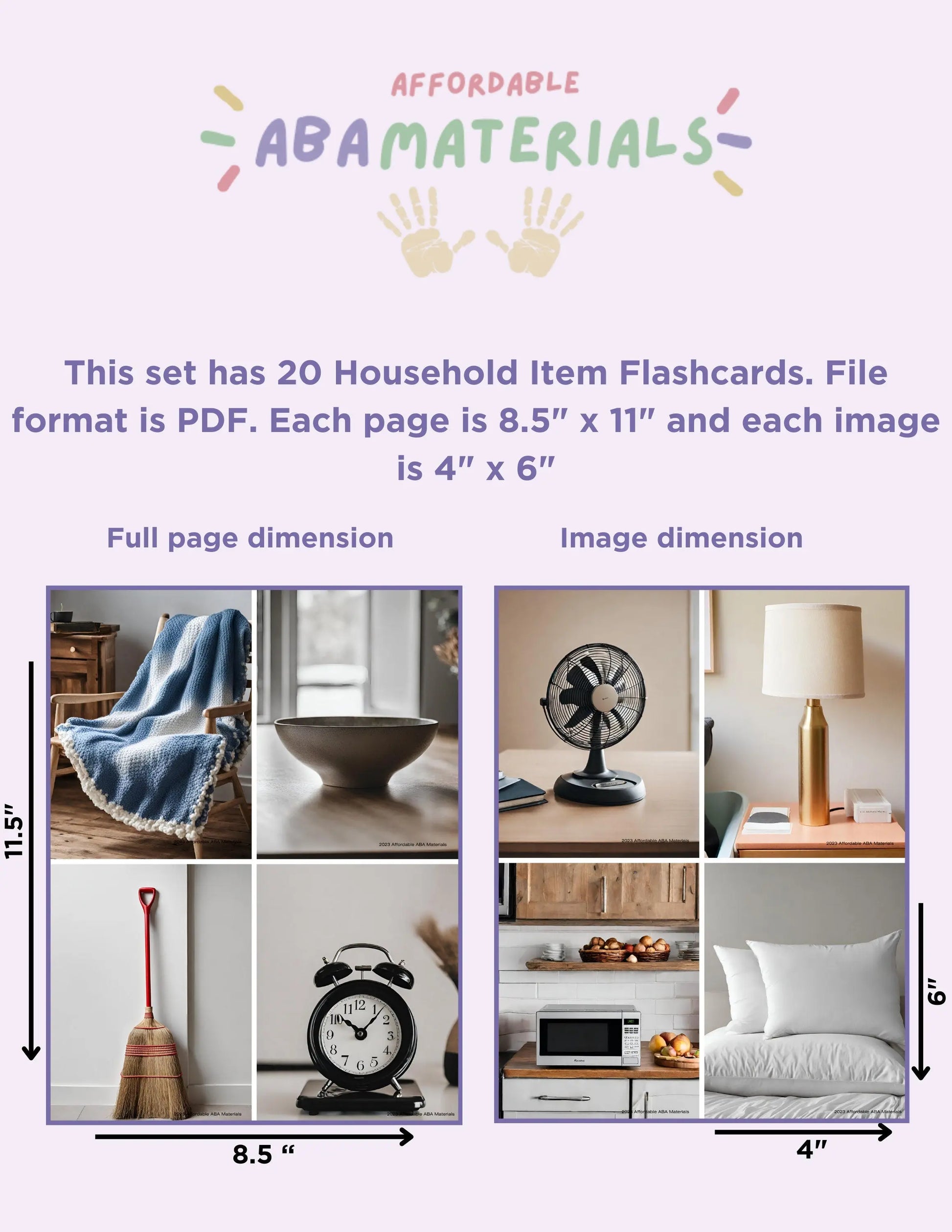 Household Item Printable Flash Cards- 20 Children Flashcards, Preschool Learning, Teach Kids About Everyday Home Items, Instant Download My Store