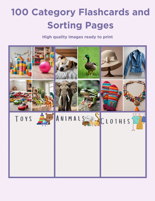 Category Printable Flash Card Bundle: Things That Go Together Set with 100 Images & Sorting Pages Perfect for School or Therapy Sessions My Store