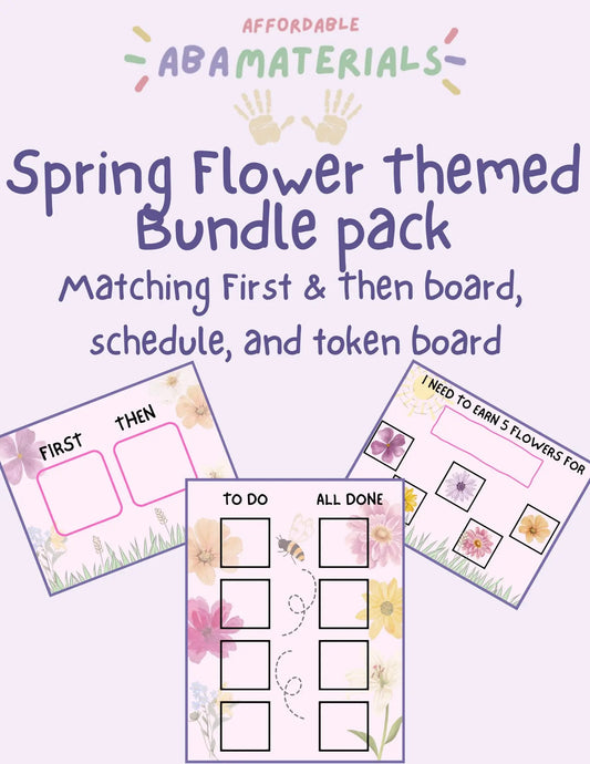 Cute Spring Flower Themed Bundle- Printable 5 Piece Token Economy System, Schedule Board, and First and Then Board Matching Set My Store