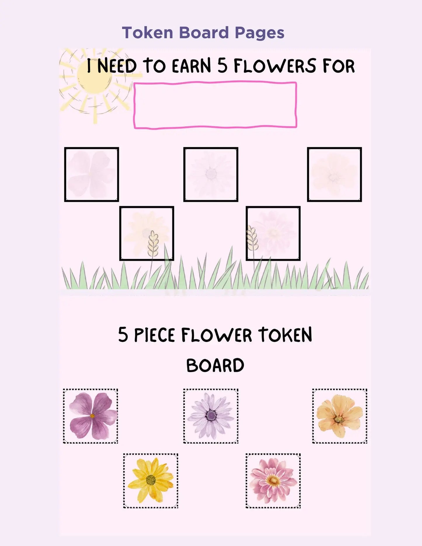 Cute Spring Flower Themed Bundle- Printable 5 Piece Token Economy System, Schedule Board, and First and Then Board Matching Set My Store