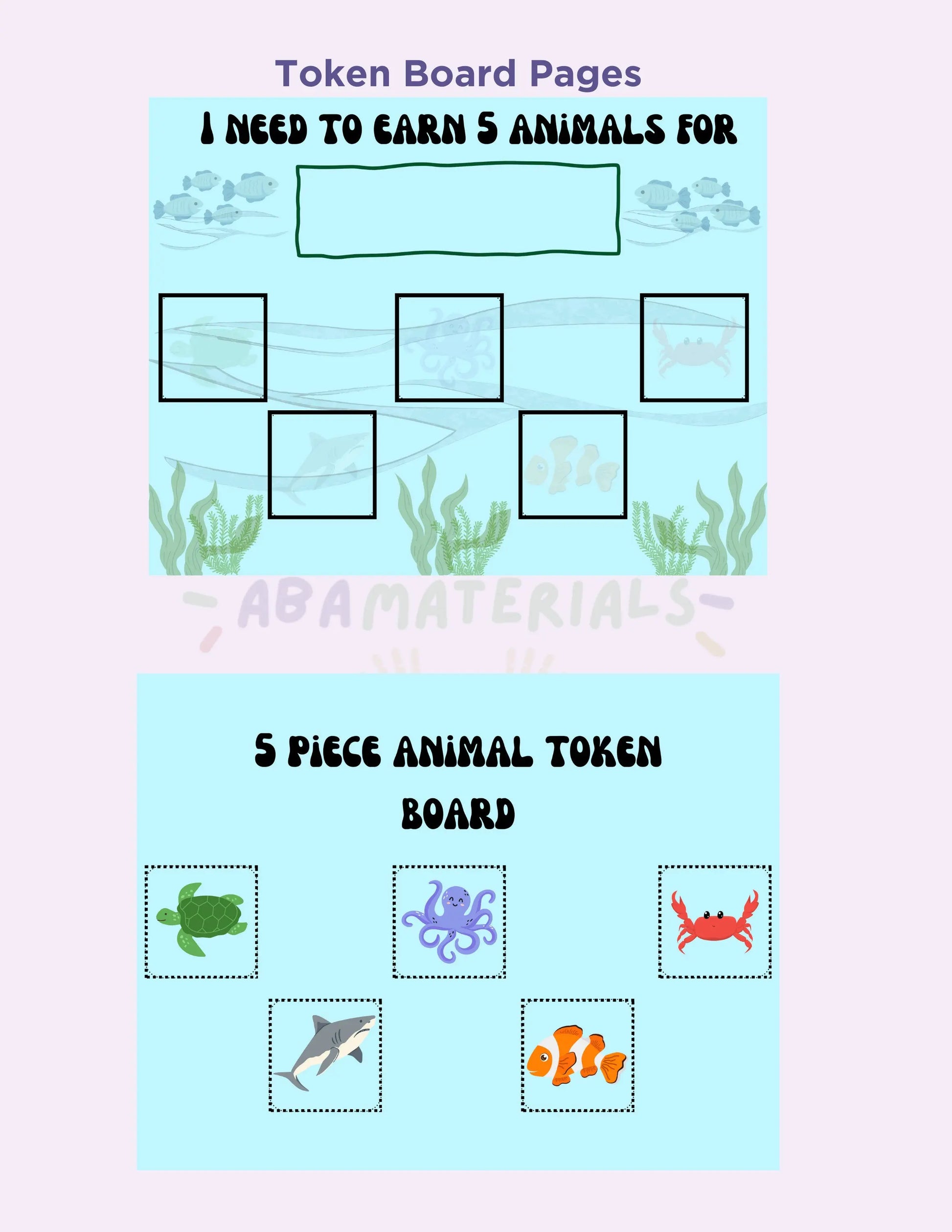 Adorable Ocean Animal Bundle Pack: Printable MEGA Bundle with Matching First-Then Board, Schedule, and Token Board Perfect for Kids or Adult My Store