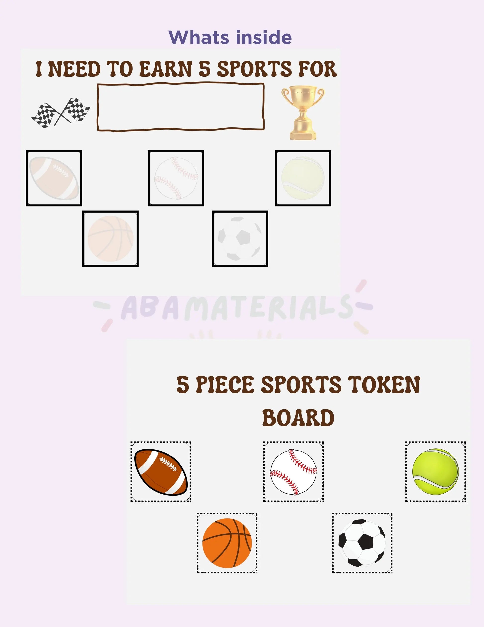 Printable Sports Themed Token Board - Athletic Behavior Reward System Features Recreational Sports 5 pc Token Economy I'm Working for Board My Store