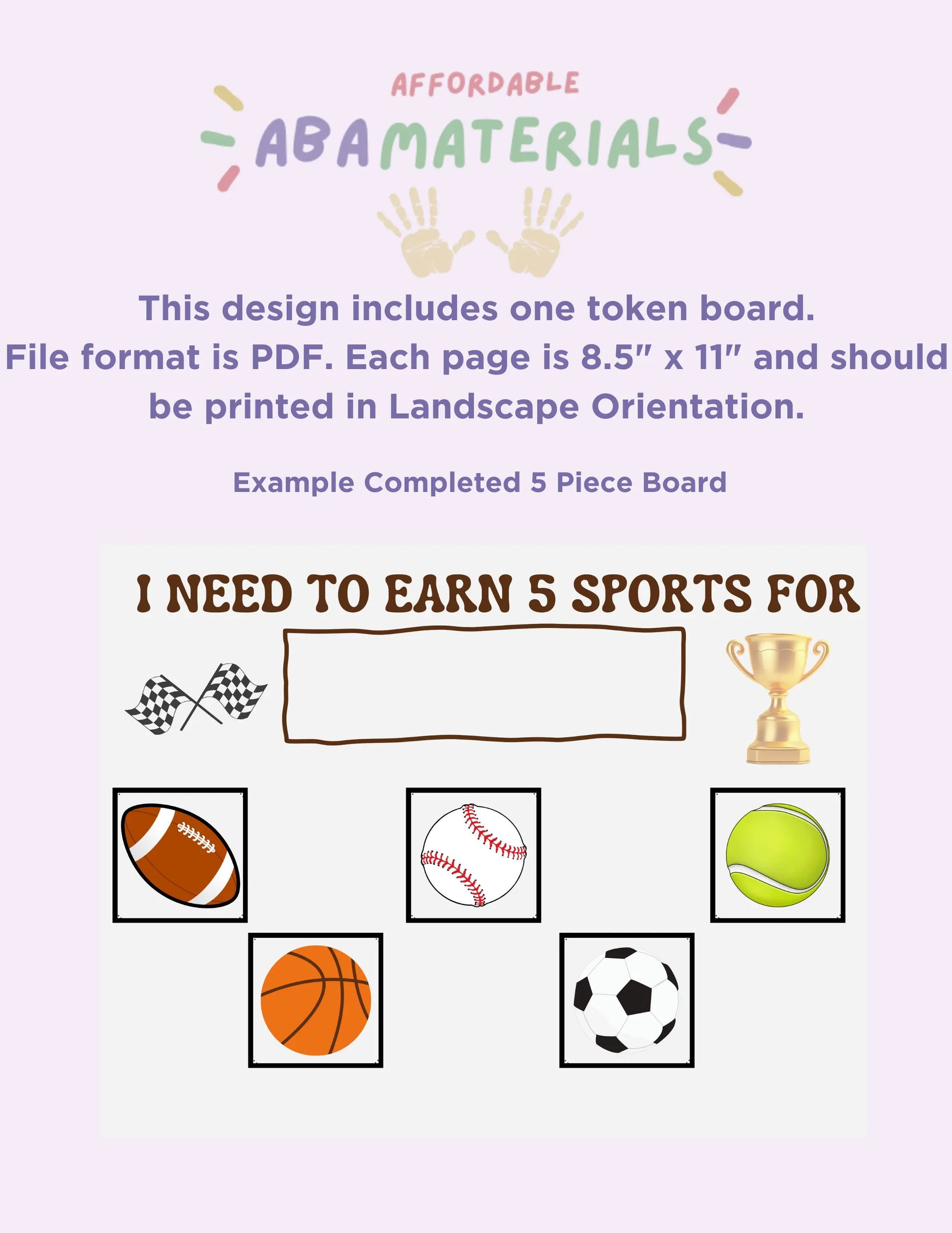 Printable Sports Themed Token Board - Athletic Behavior Reward System Features Recreational Sports 5 pc Token Economy I'm Working for Board My Store