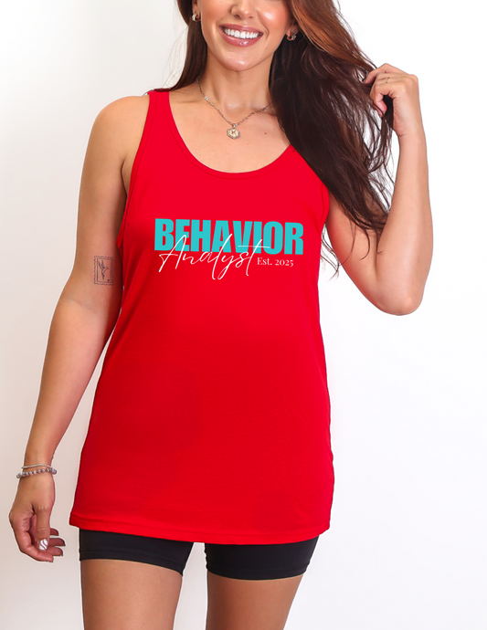 Behavior Analyst Est. 2025" Tank Top Unisex Design Affordable ABA Materials