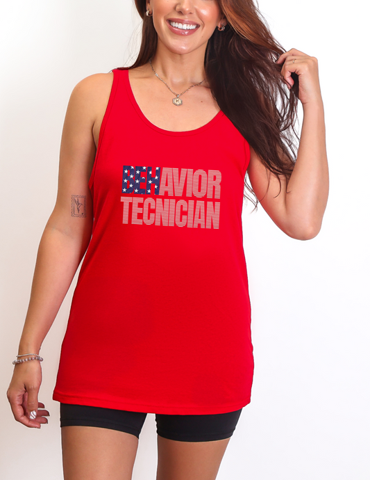 Patriotic Behavior Technician Tank – USA Flag Pride Edition Unisex Fit Affordable ABA Materials