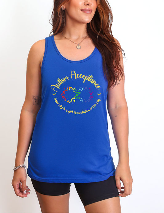 Autism Acceptance Tank Top – “Diversity is a Gift, Acceptance is the Key” Unisex Tank Affordable ABA Materials