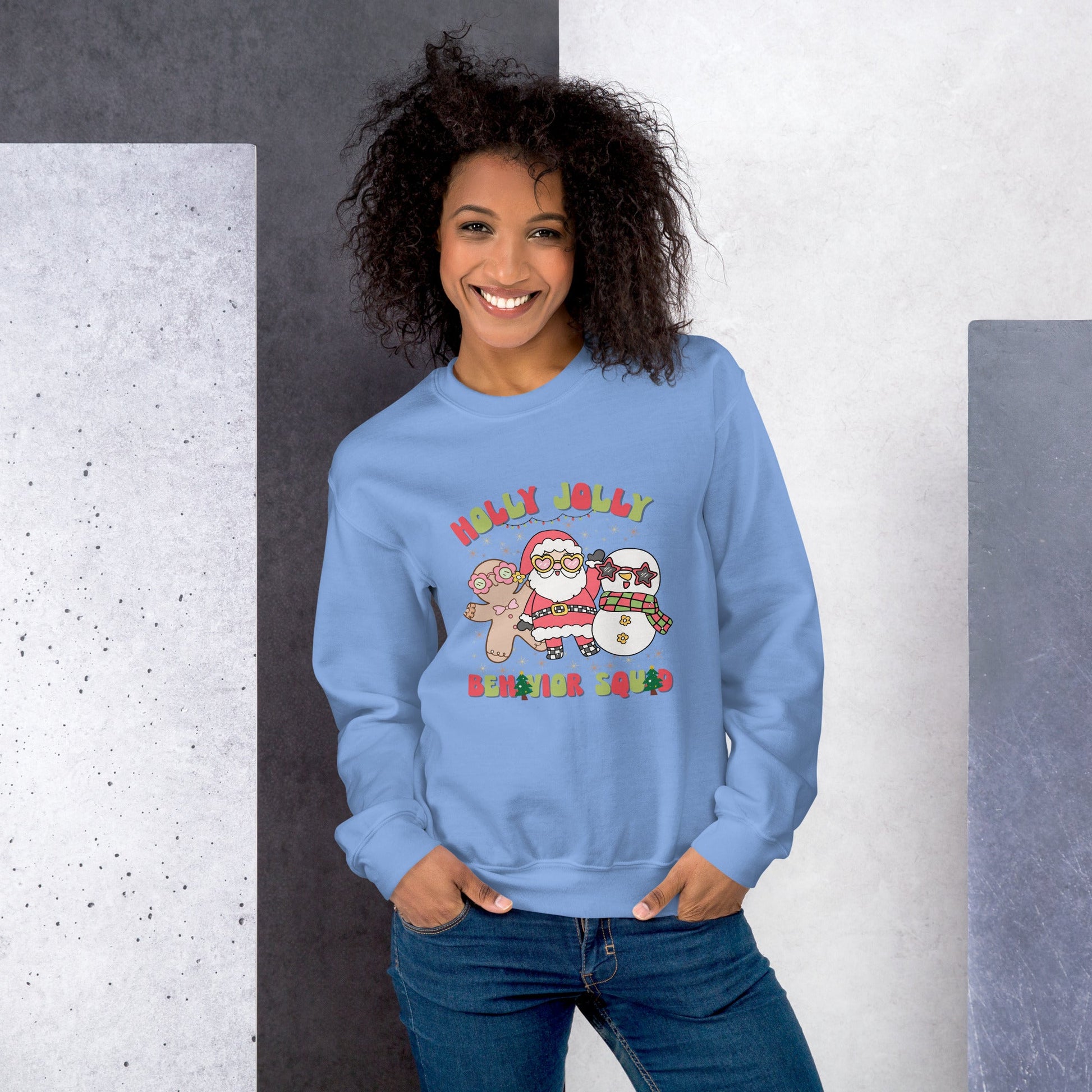 Holly Jolly Behavior Squad Unisex Crewneck Sweatshirt – Festive ABA Team Holiday Pullover for Therapists & Behavior Analysts Affordable ABA Materials