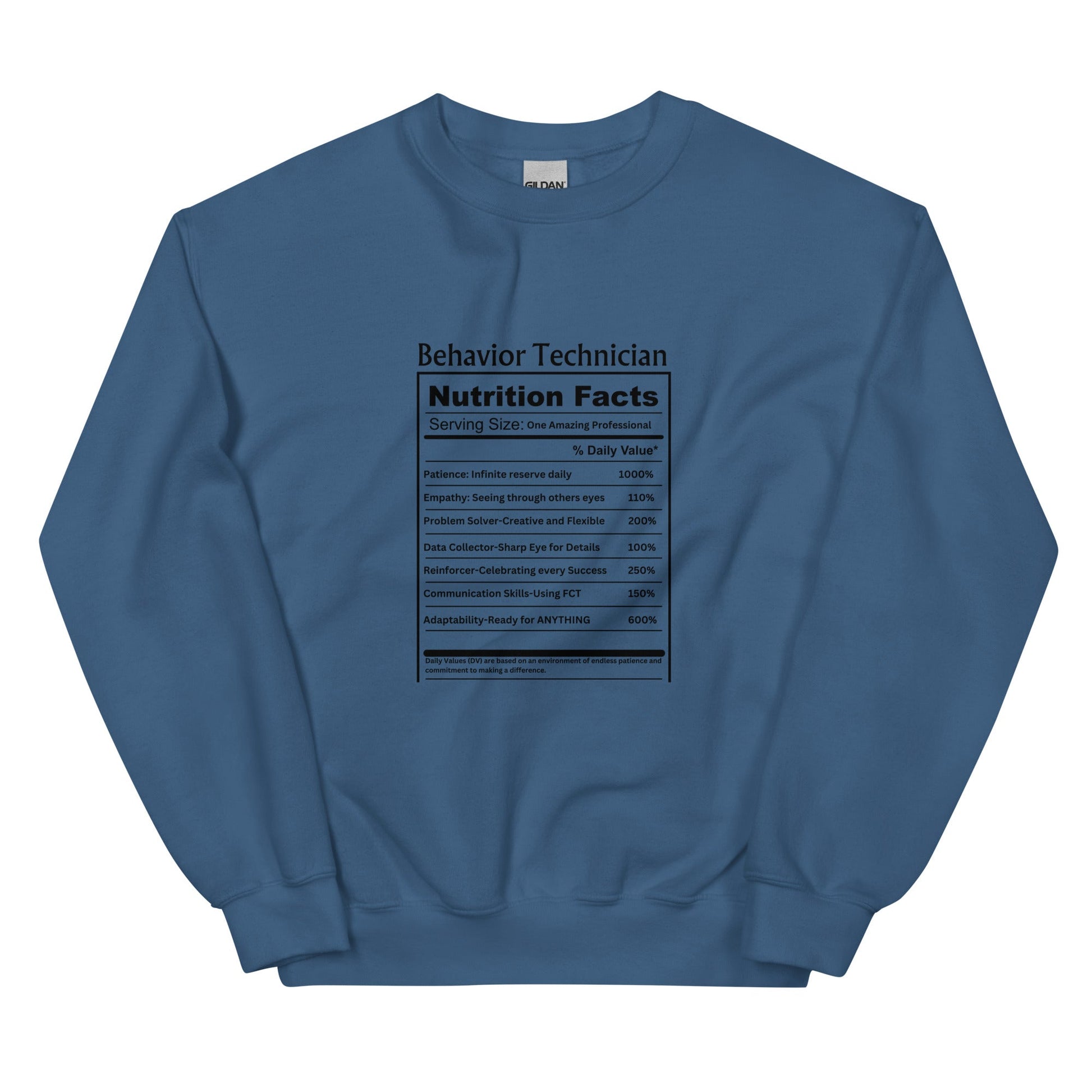 Behavior Technician Nutrition Facts" Unisex Sweater Affordable ABA Materials