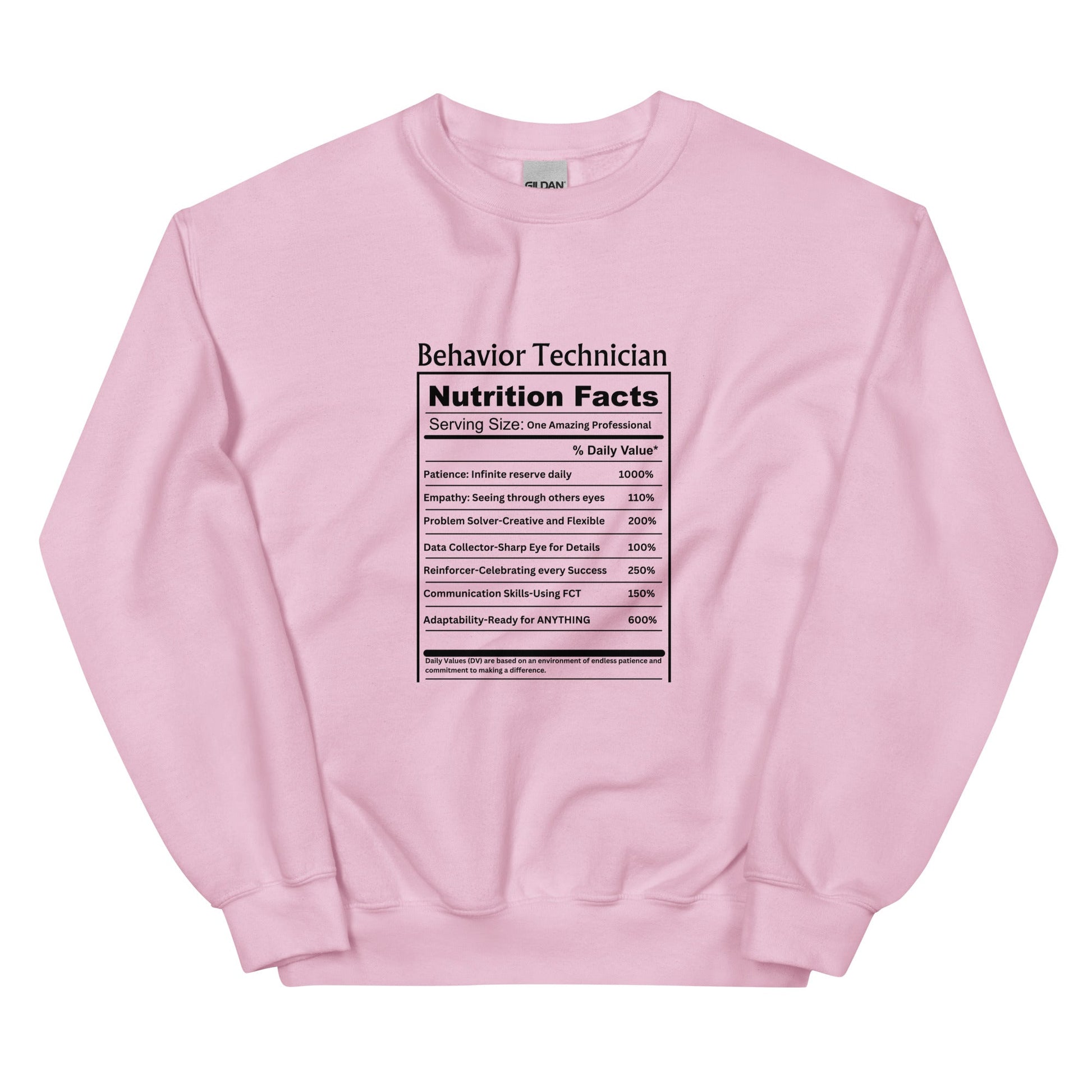 Behavior Technician Nutrition Facts" Unisex Sweater Affordable ABA Materials