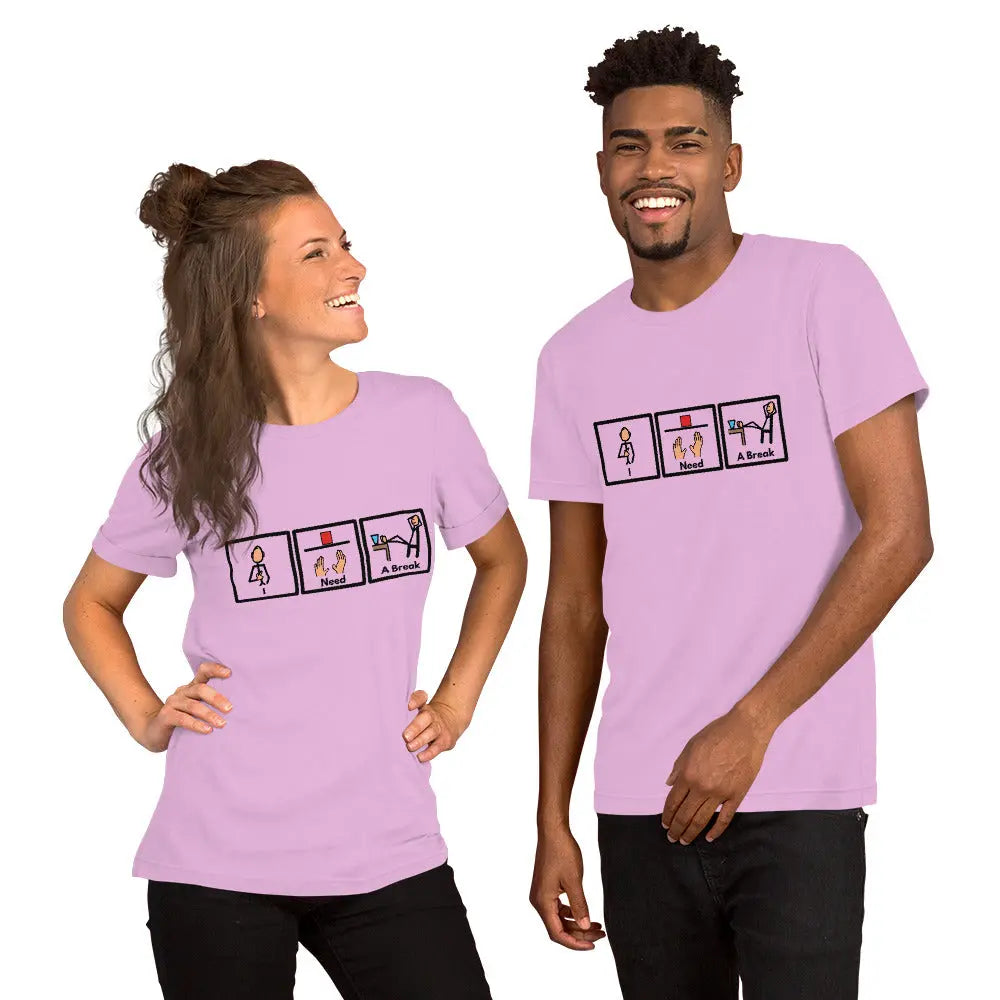 Comfortable Unisex T-Shirt with Picture Communication Symbol stating "I Need a Break" this Fun Shirt is the Perfect Gift or Present for Self Affordable ABA Materials