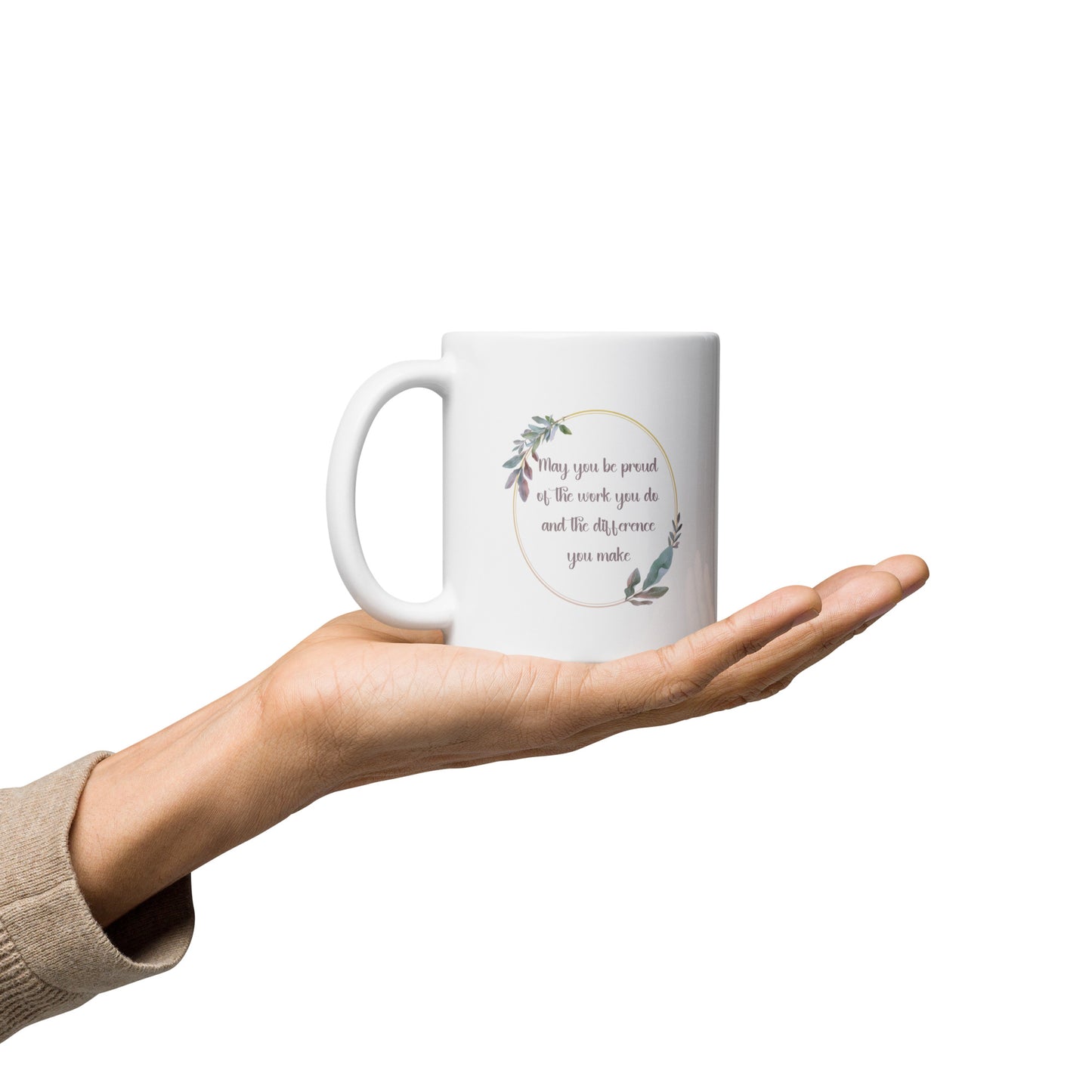 Personalized White Ceramic Mug – "Proud of the Work You Do" Quote – Ideal Gift for Teachers & Therapists Affordable ABA Materials