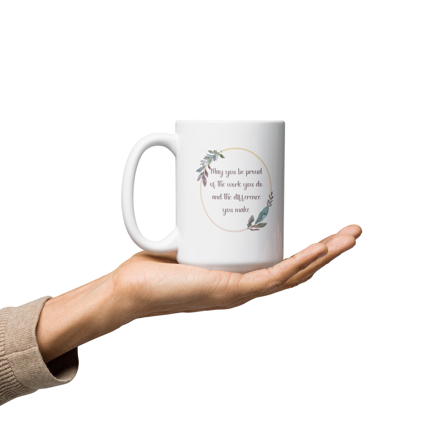 Personalized White Ceramic Mug – "Proud of the Work You Do" Quote – Ideal Gift for Teachers & Therapists Affordable ABA Materials