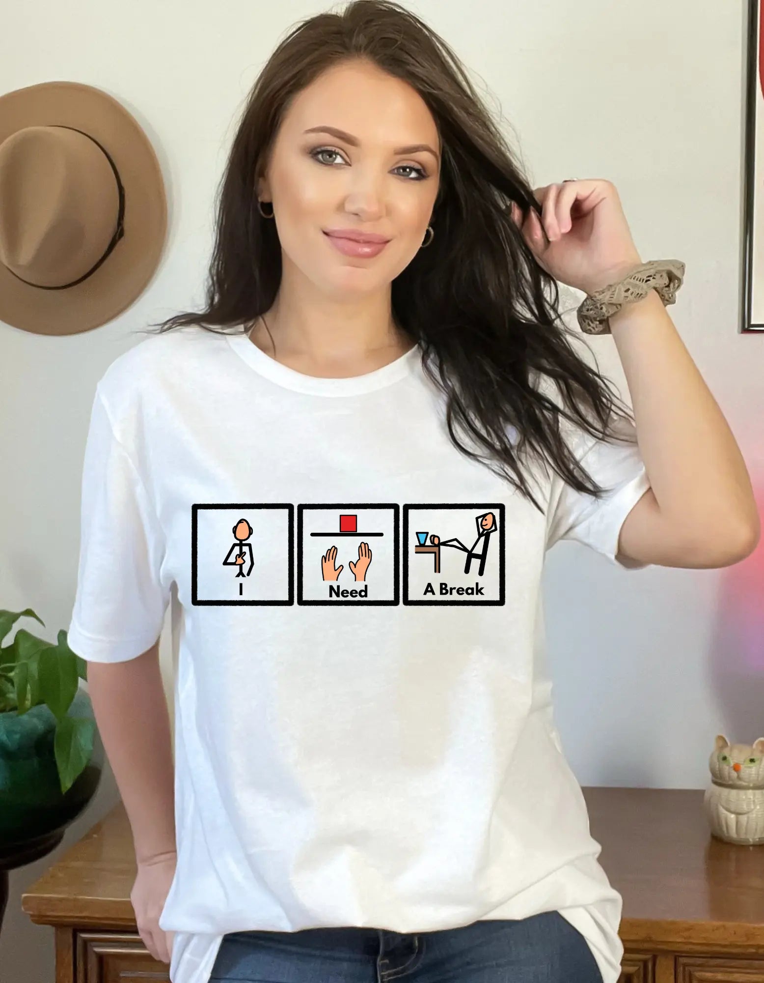 Comfortable Unisex T-Shirt with Picture Communication Symbol stating "I Need a Break" this Fun Shirt is the Perfect Gift or Present for Self Affordable ABA Materials