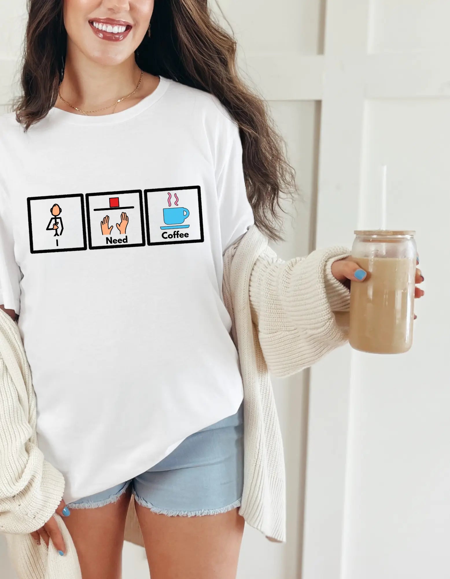 I Need Coffee Picture Communication Symbol Unisex T-Shirt This Unique Shirt is the Perfect Gift for a Coffee Lover or Present for Self Affordable ABA Materials