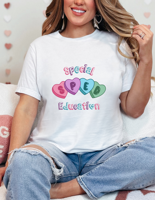 Valentine&#39;s Day SPED Unisex T-Shirt for Special Education Teachers and Classroom Aides- Perfect Gift for SDC Classroom Staff