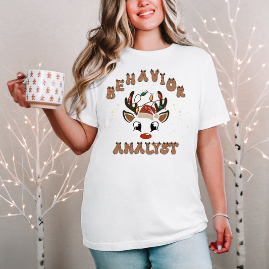 Cute Behavior Analyst Christmas Reindeer Unisex t-shirt Affordable ABA Materials